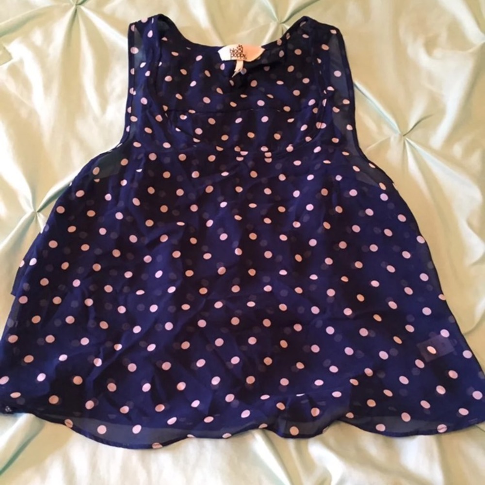 Vintage Y2K Sheer Polka Dot Ruffle Crop Tank Top XS